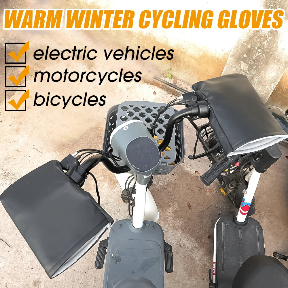 Universal Winter Motorcycle Gloves Handlebar Muffs Reflective Strip Warm Handle Bar Cover Gloves for Motorbikes Scooters Riding