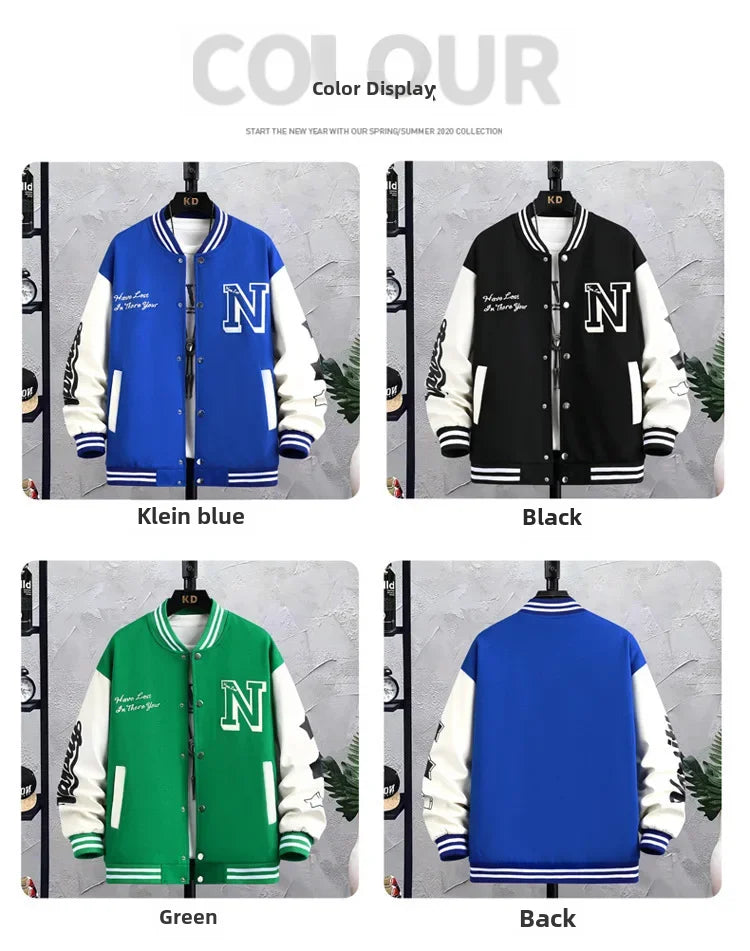 Loose-fit Men's Baseball Jacket American Style Couple Costume Autumn/winter For Men Trendy Brand Casual Scene Top