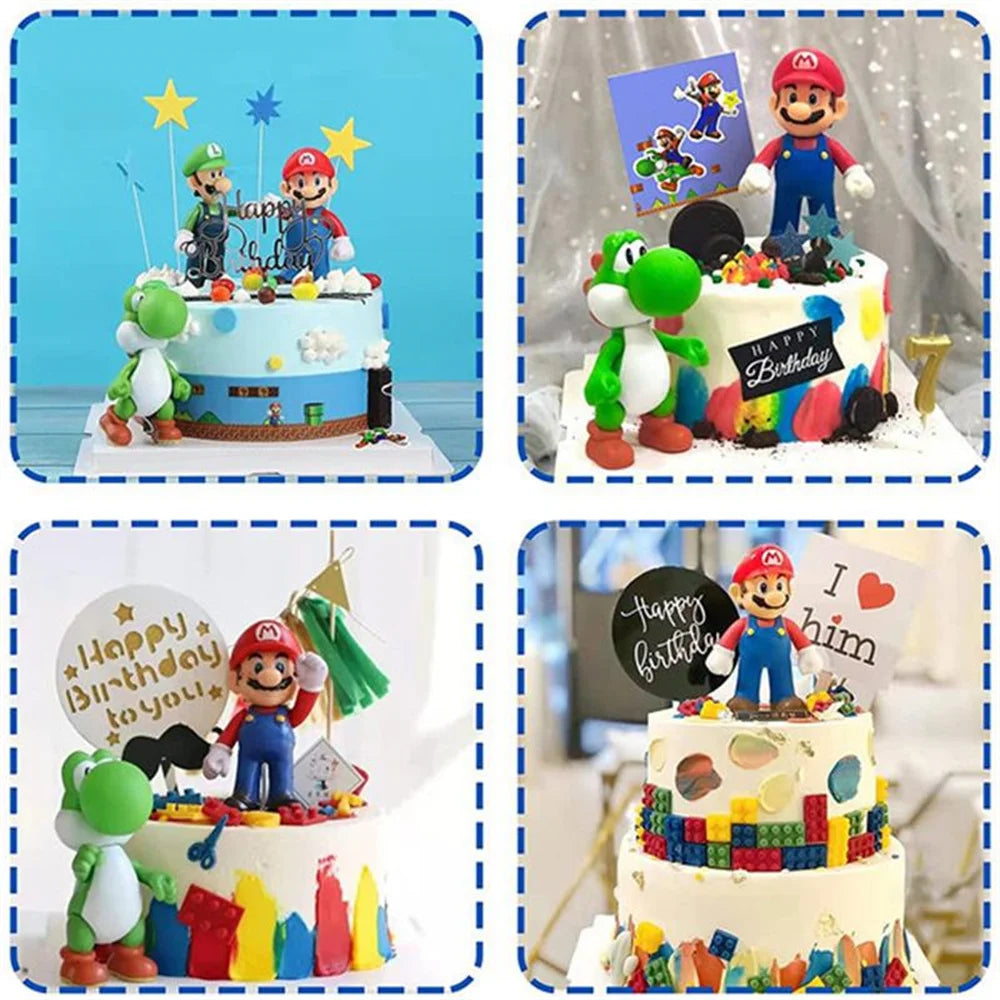 Super Mario Bros Dolls Yoshi Princess Peach Toad Anime PVC Action Figure Toys Mario Luigi Decoration Model Kids Toys Gifts