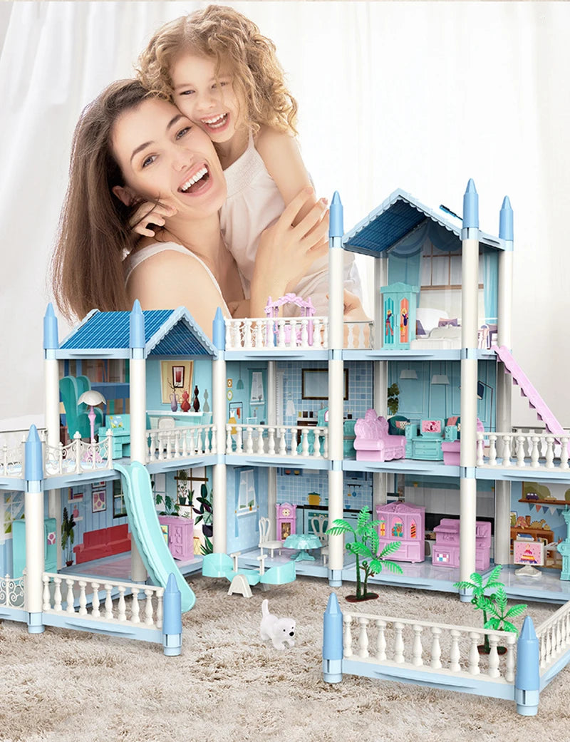 Diy Mini Doll House - 3d Assembling With Kids Walk-through Princess Castle, Led Lights, Birthday Surprise Toys