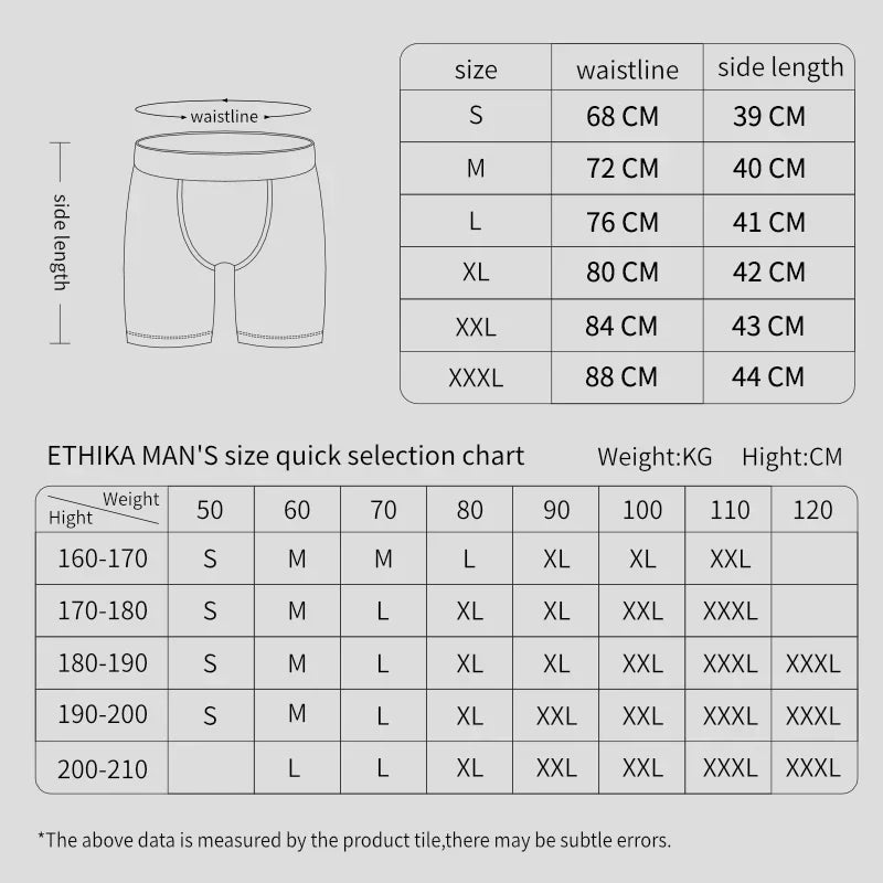 4PCs Ethika Fashion Sexy Men Underwear Boxer Shorts Printed Panties Lingerie Underpants Boxershorts Plus Size Boxers Briefs XXXL