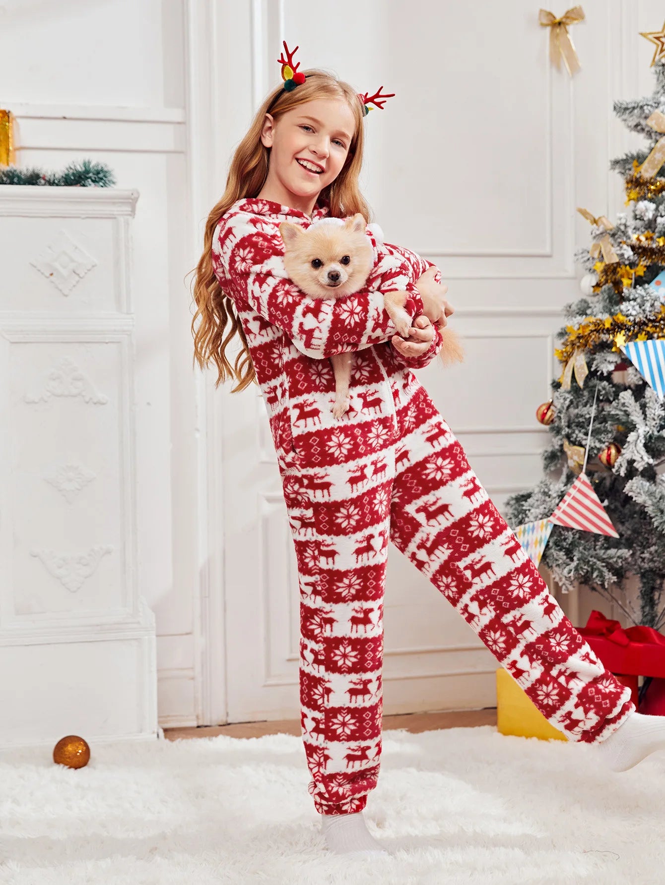 Dog Christmas Warm Jumpsuits Winter Fleece Pet Overalls for Small Medium Dogs Cats Clothes Puppy Pajamas Christmas Teddy Outfit