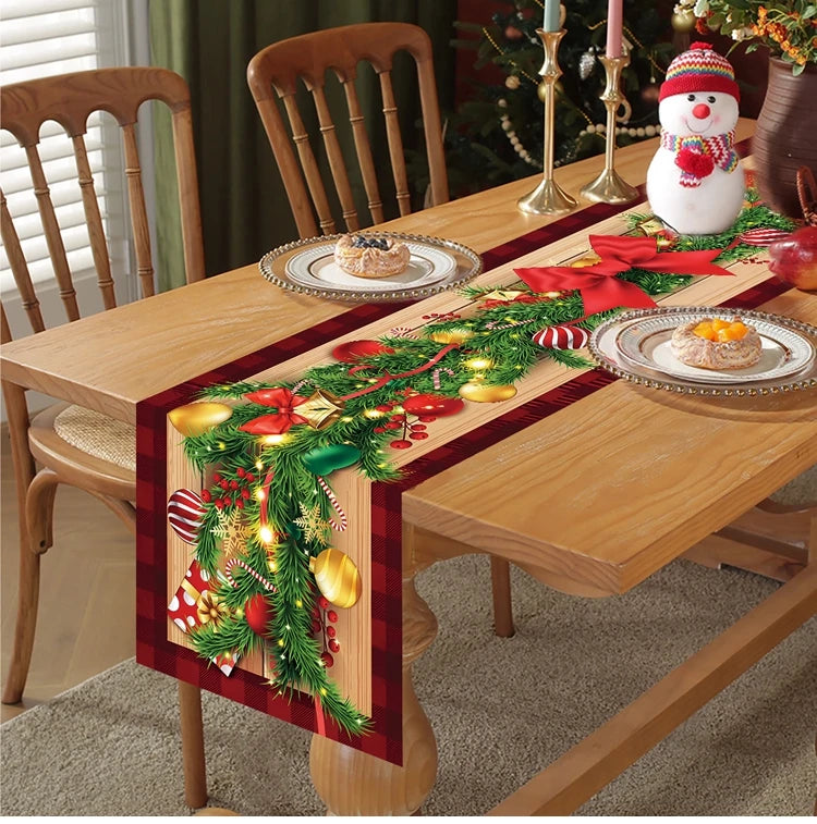 2024 Christmas Table Runners Merry Christmas Decoration for Home Tablecloth Table Cover Xmas Gifts Navidad Noel New Year 2025