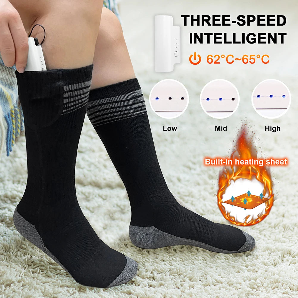 Battery Electric Heated Socks For Men WomenWinter Warm Outdoor Sports Rechargeable Thermal Socks Foot for Outdoor Sports Skiing