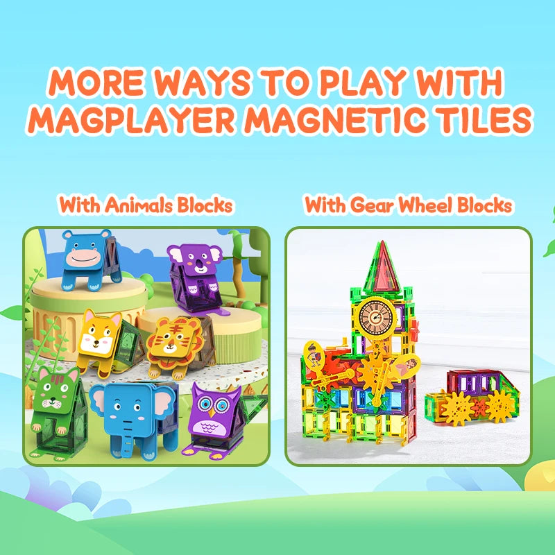 Magplayer Magnetic Building Blocks Construction Set Magnet Tiles Children Montessori Educational Game Toys For Kid Boy Girl Gift