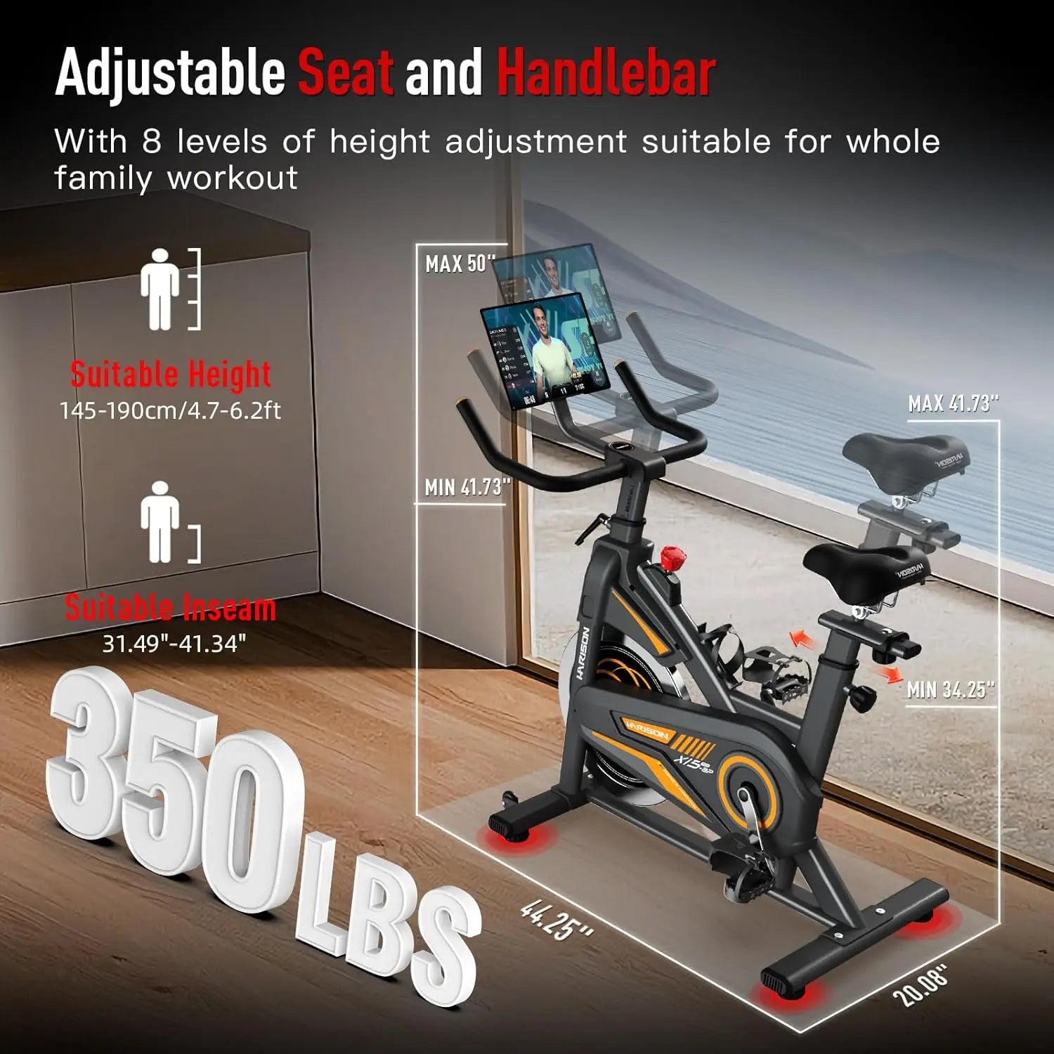 Magnetic Exercise bike/Pro Stationary Bike for Home 380lbs Capacity with Bluetooth, Indoor Cycling Bike with iPad Holder