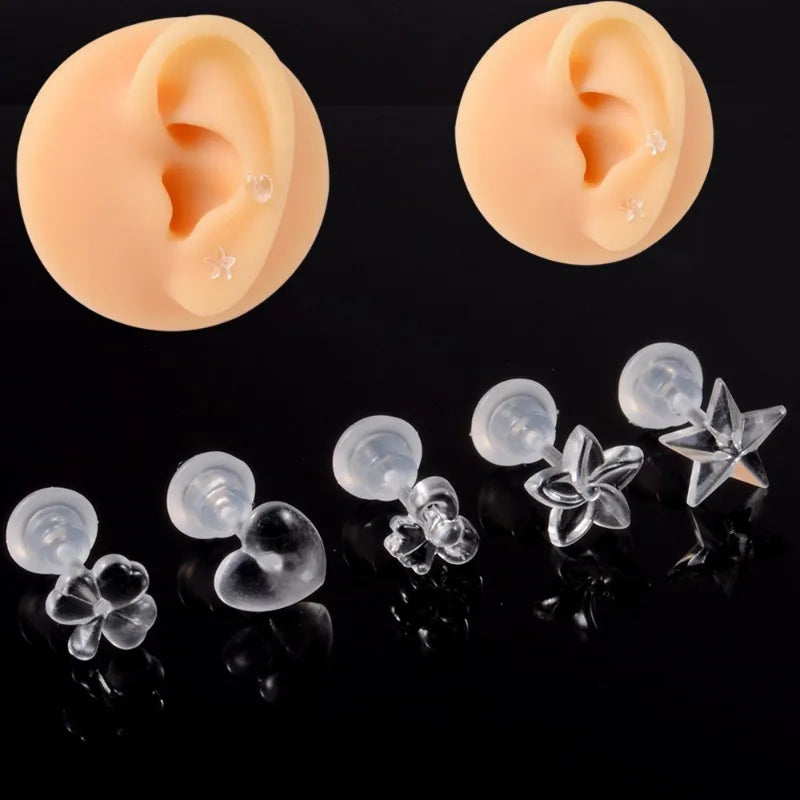 2/100Pcs Mini Resin Ear Studs for Women Anti-allergy Prevent Allergy Transparent Girls Invisible Cute Earring Piercing Jewelry