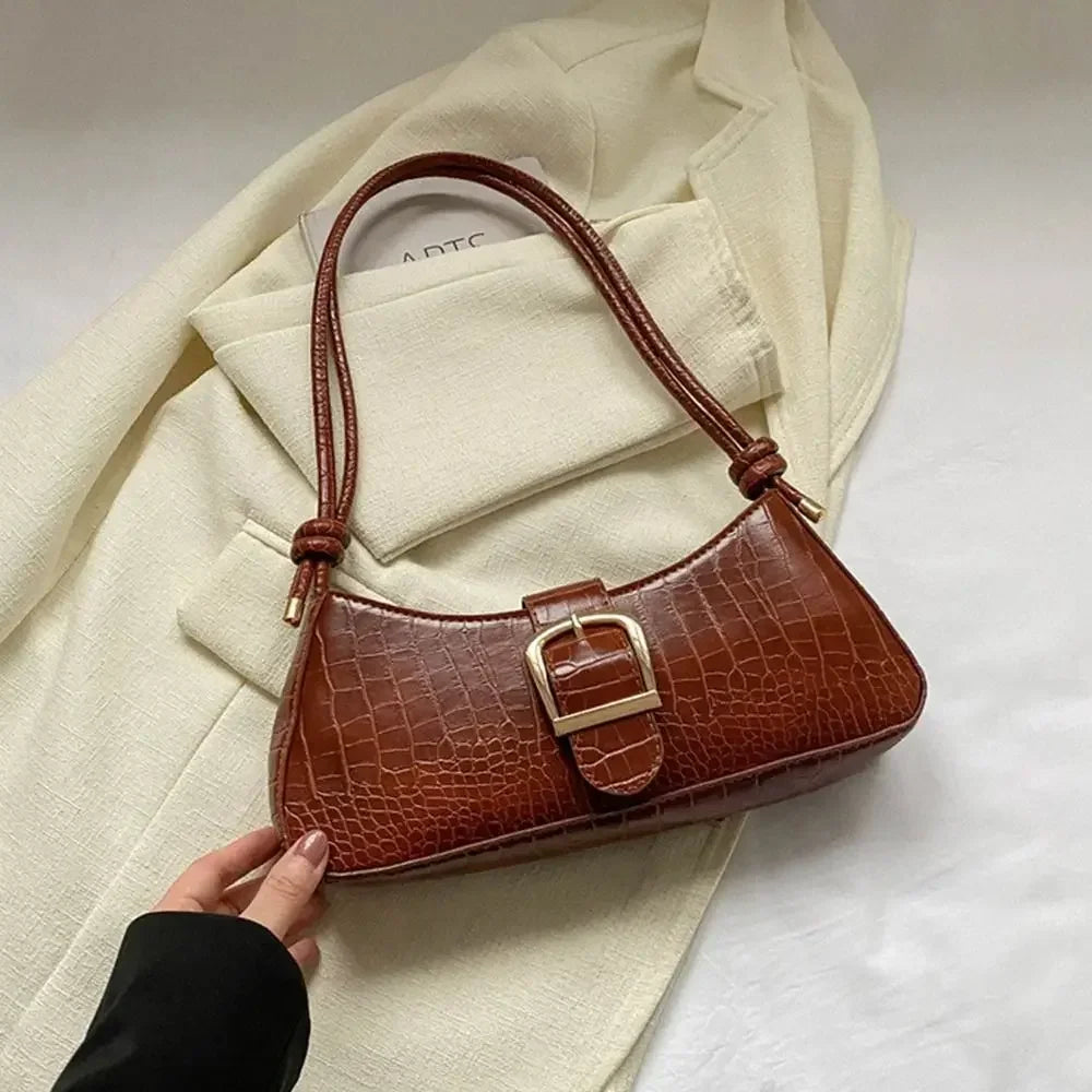 2024 New Fashion Solid Color French Small Hand Baguette Bag French Texture Popular Bag White Underarm Bag Female