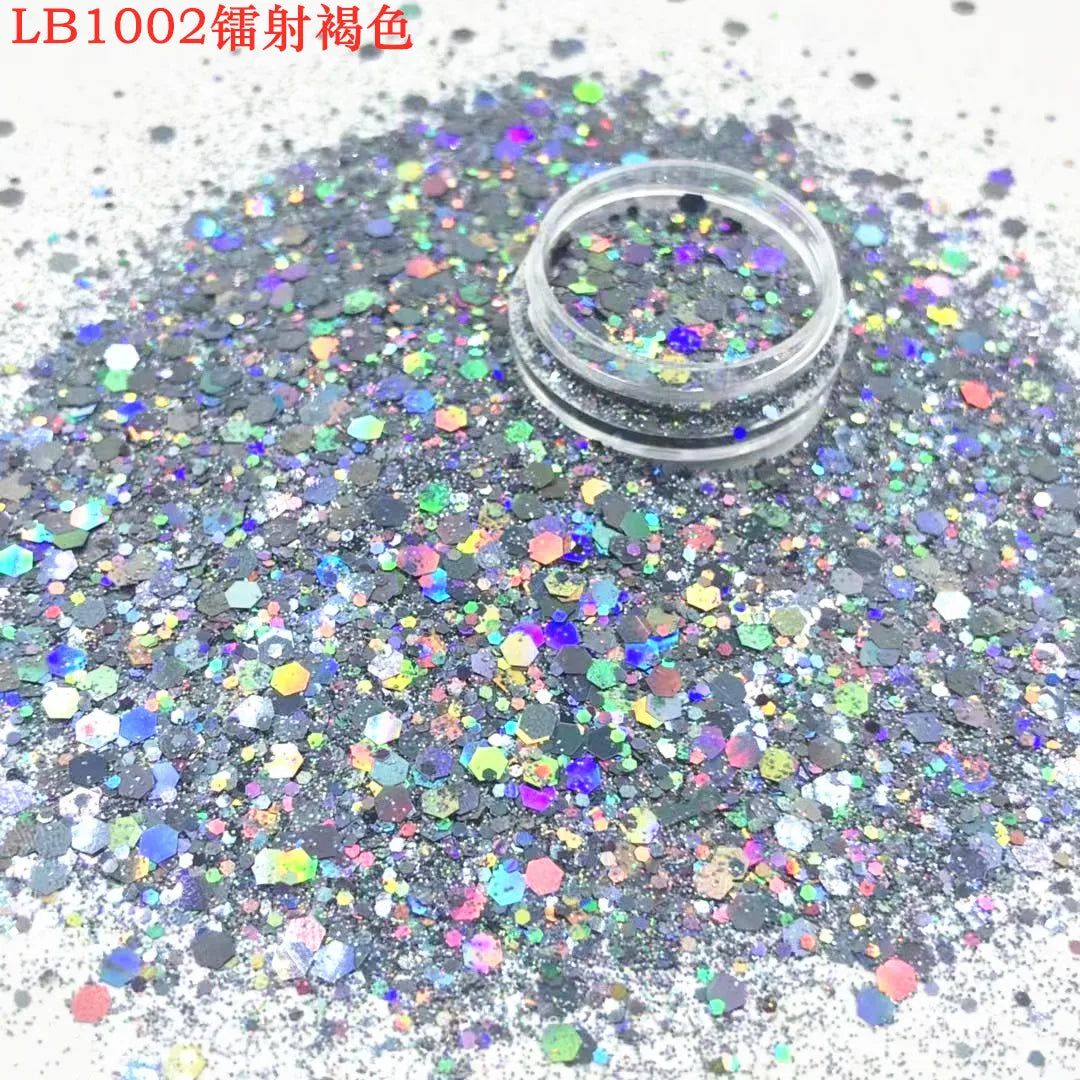 24 Colors Holographic Chunky Glitter 24 Colors Total Laser Nail Glitter Flakes Chunky Holographic Laser Nail Glitter