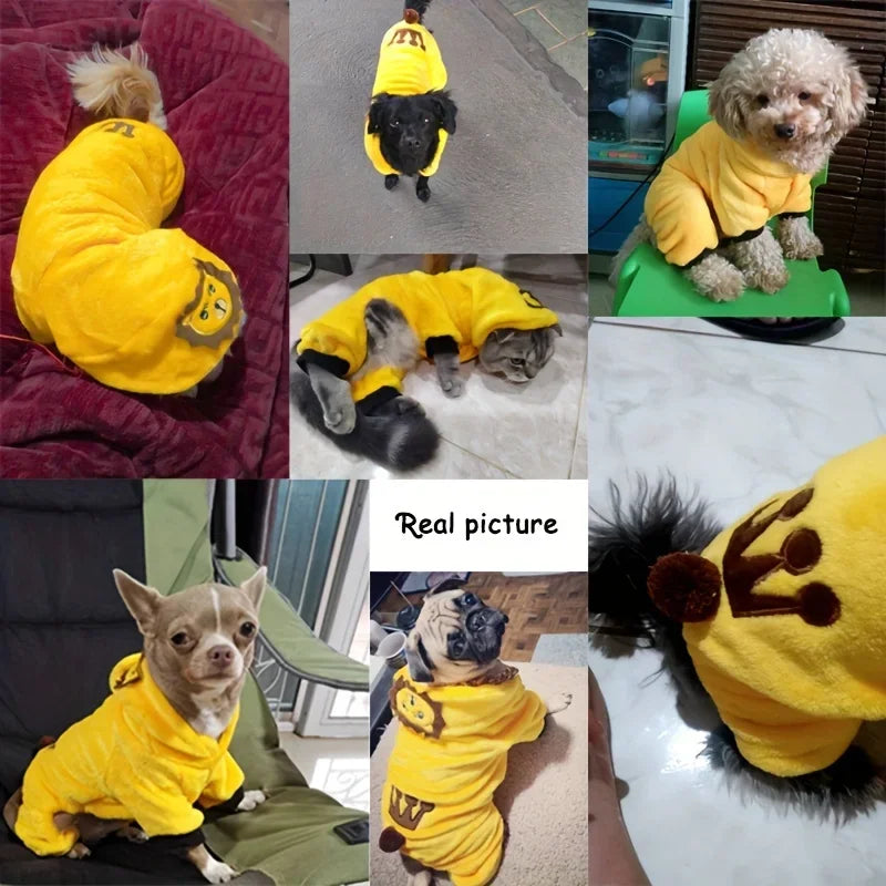 Coral Fleece Cosplay Costume for Pet, Cute Dinosaur, Tiger, Cow, Pet Clothes, Warm Dog Hoodies, Cat Coat, Dogs Costumes, Funny