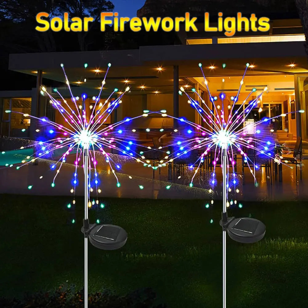 1pc Solar Powered String Lamp LED Solar Fireworks Lights Outdoor Dandelion Flash Fairy Lights for Garden Landscape Lawn Decor