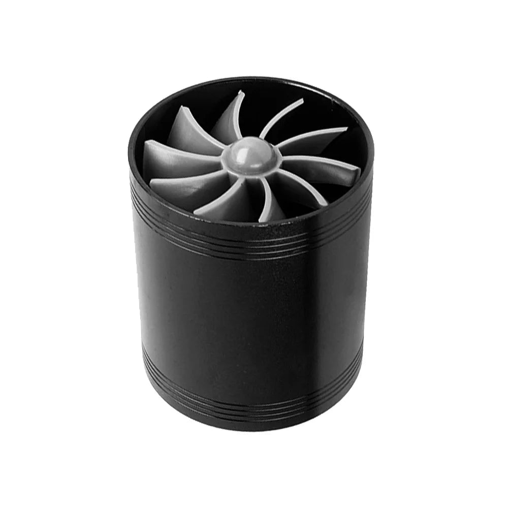 Car Air Intake Turbine Refit Turbo Gas Fuel Oil Saver Dual Fan Turbo Supercharger Turbine Fit for Air Intake Hose Dia 65-74mm