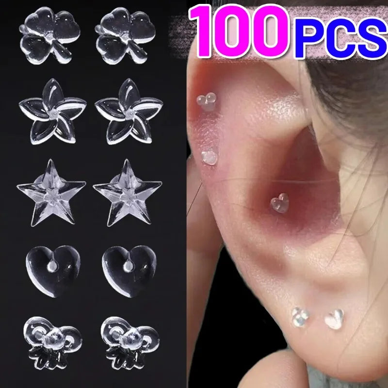 2/100Pcs Mini Resin Ear Studs for Women Anti-allergy Prevent Allergy Transparent Girls Invisible Cute Earring Piercing Jewelry