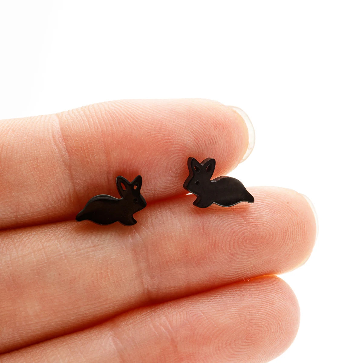 Hollow Stainless Steel Cute Rabbit Bunny Earring For Girl Ear Stud Fashion Jewelry Cute Animal Party Anniversary Stud Earrings