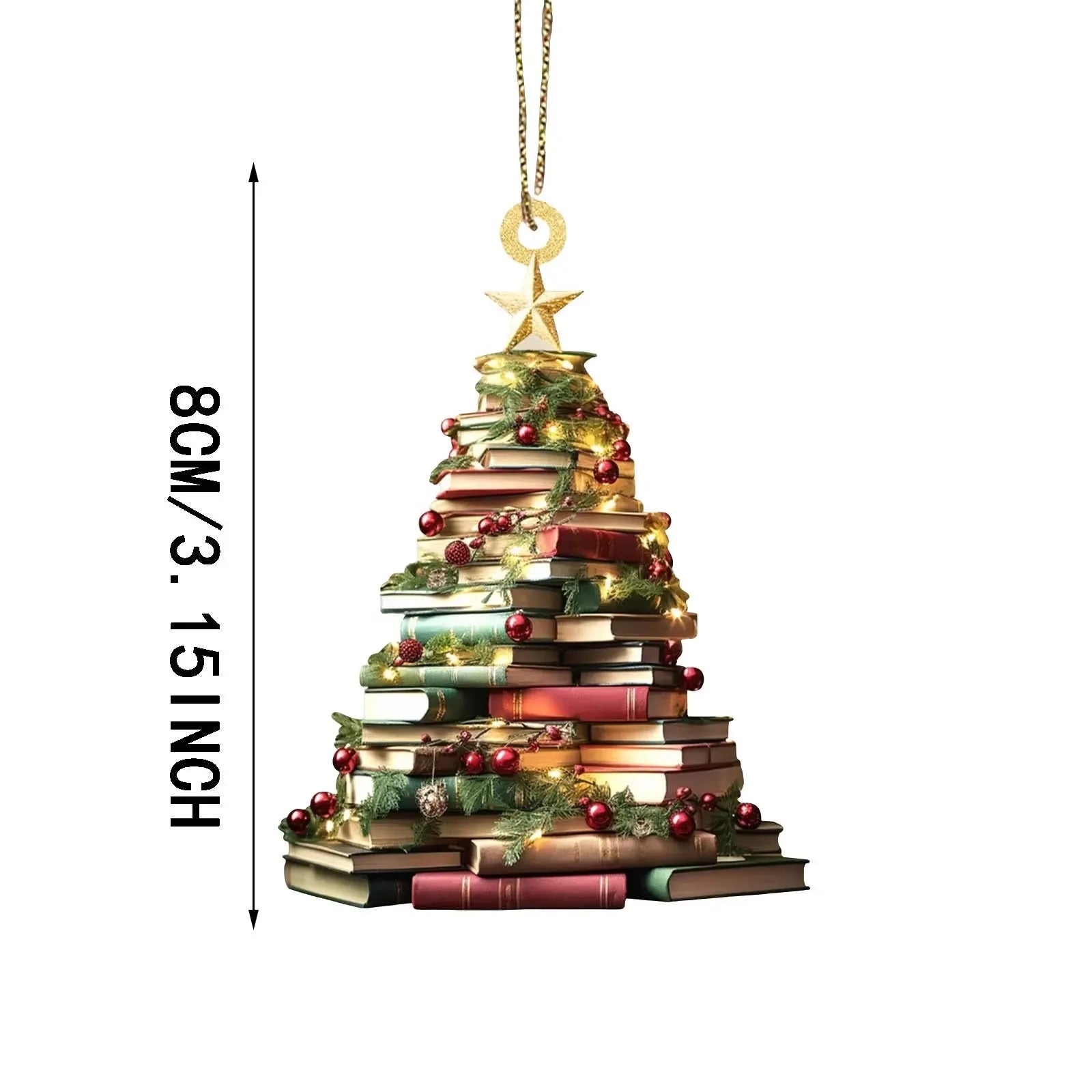 2D Bookshelf Christmas Pendant Flat Printing Book Dogs Drop Xmas Tree Window Hanging Decor Creative New Year Gifts DIY Crafts