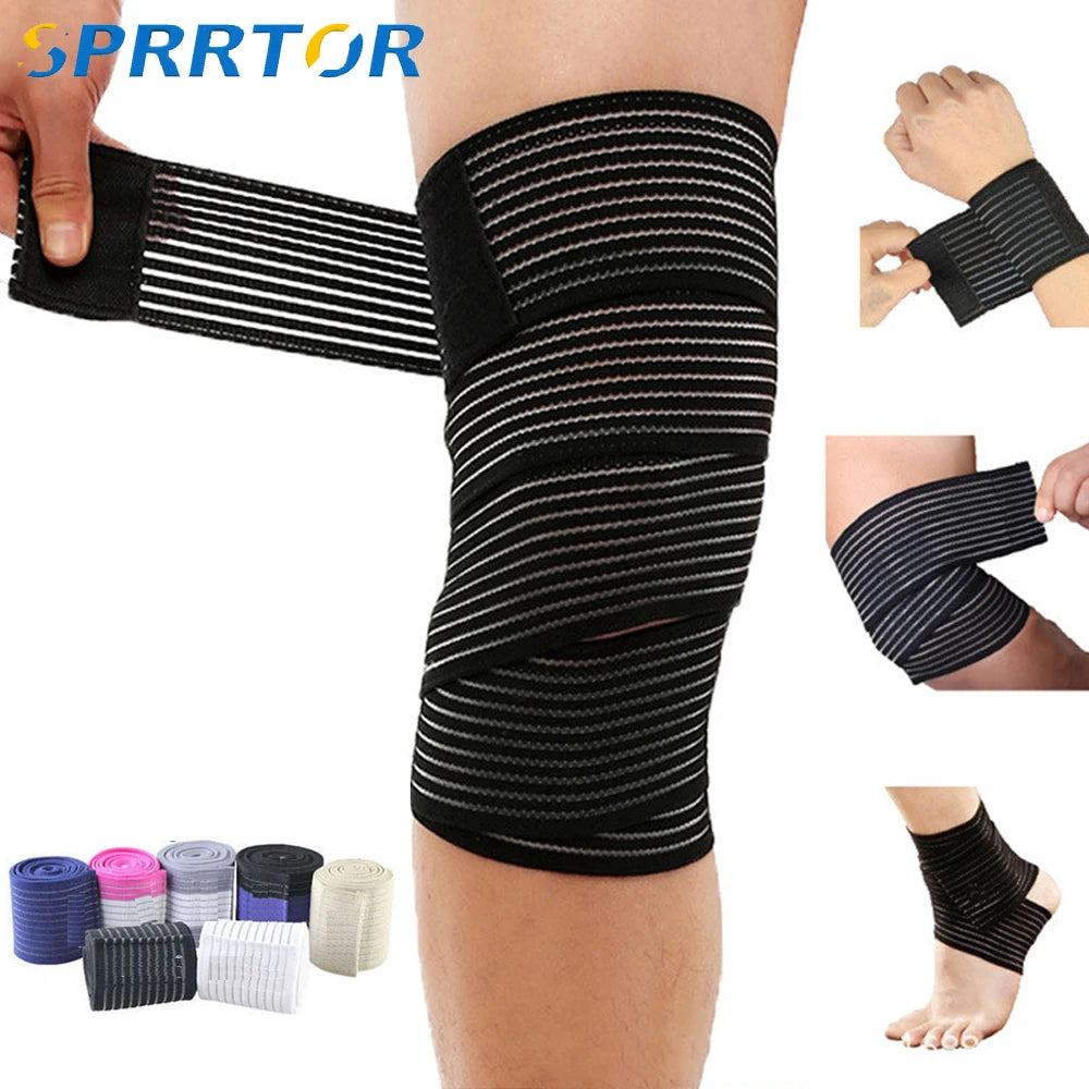 1Pcs 40-200cm Compression Bandage Protector Knee Support Brace Sports Elastic Elbow Straps Leg Bands Elast Bandag Workout Wrap