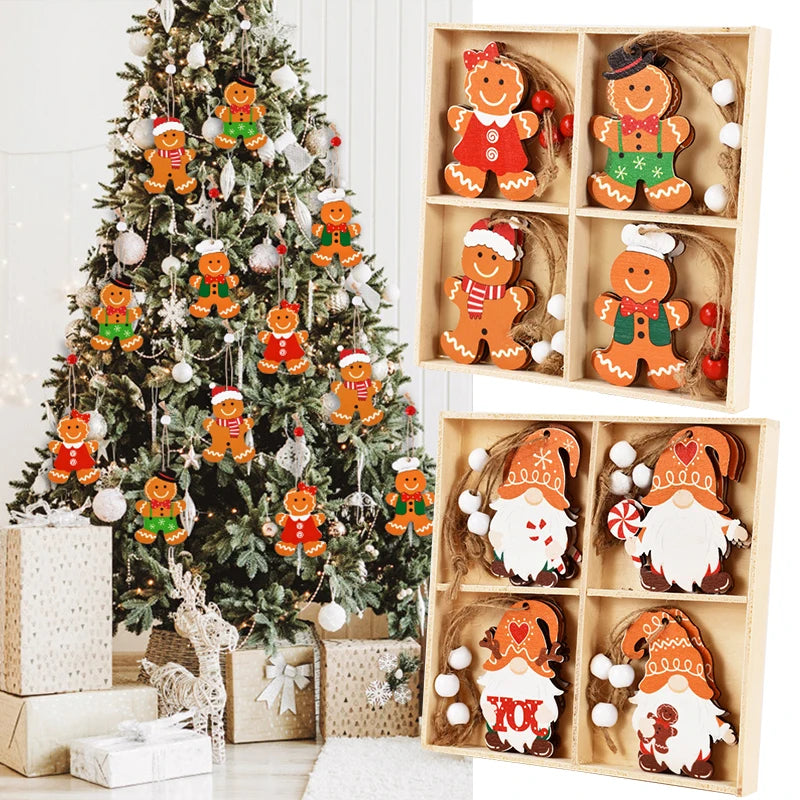 12Pcs Christmas Nutcracker Wooden Ornaments Nutcracker Soldier Wood Pendants Xmas Tree Hanging Decoration For Home 2025 New Year