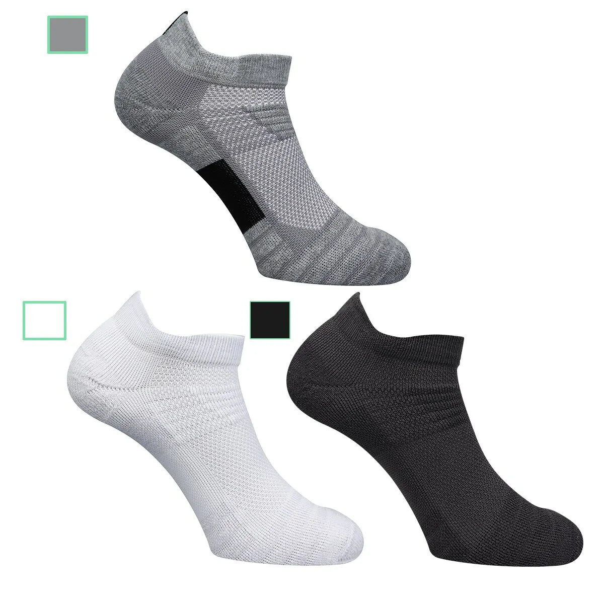 3 Pairs Sports Socks Men Women Short Running Socks Performance Ankle Cushion Wear-resistant Anti Slip Basketball Casual Socks