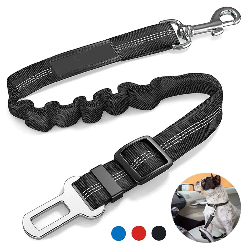 Adjustable Dog Car Seat Belt Harness for Dogs Nylon Reflective Cushioning Elasticity Car Travel Dog Accessories for Dogs