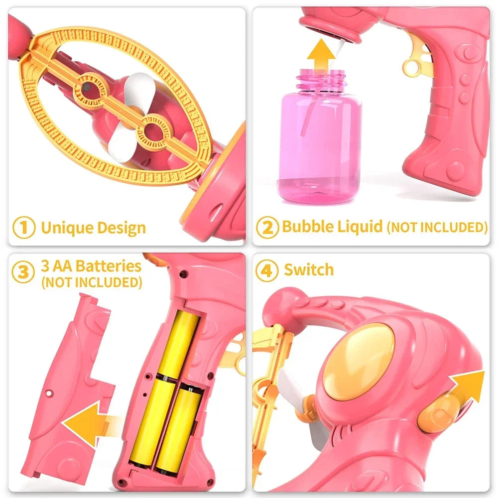 Fully Automatic Bubble Machine Rocket Electric Soap Bubble Gun Boys Girls Toys Children's Day Gift for Outdoor Party Playtime