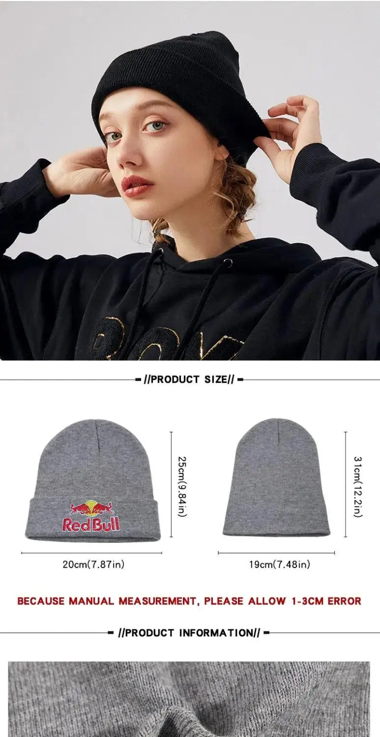 New Fashion 6 colors Red Bull High Quality Knitted Hat for Women and Men Casual Beanie Hat Cap Winter Soft Warm Caps Unisex