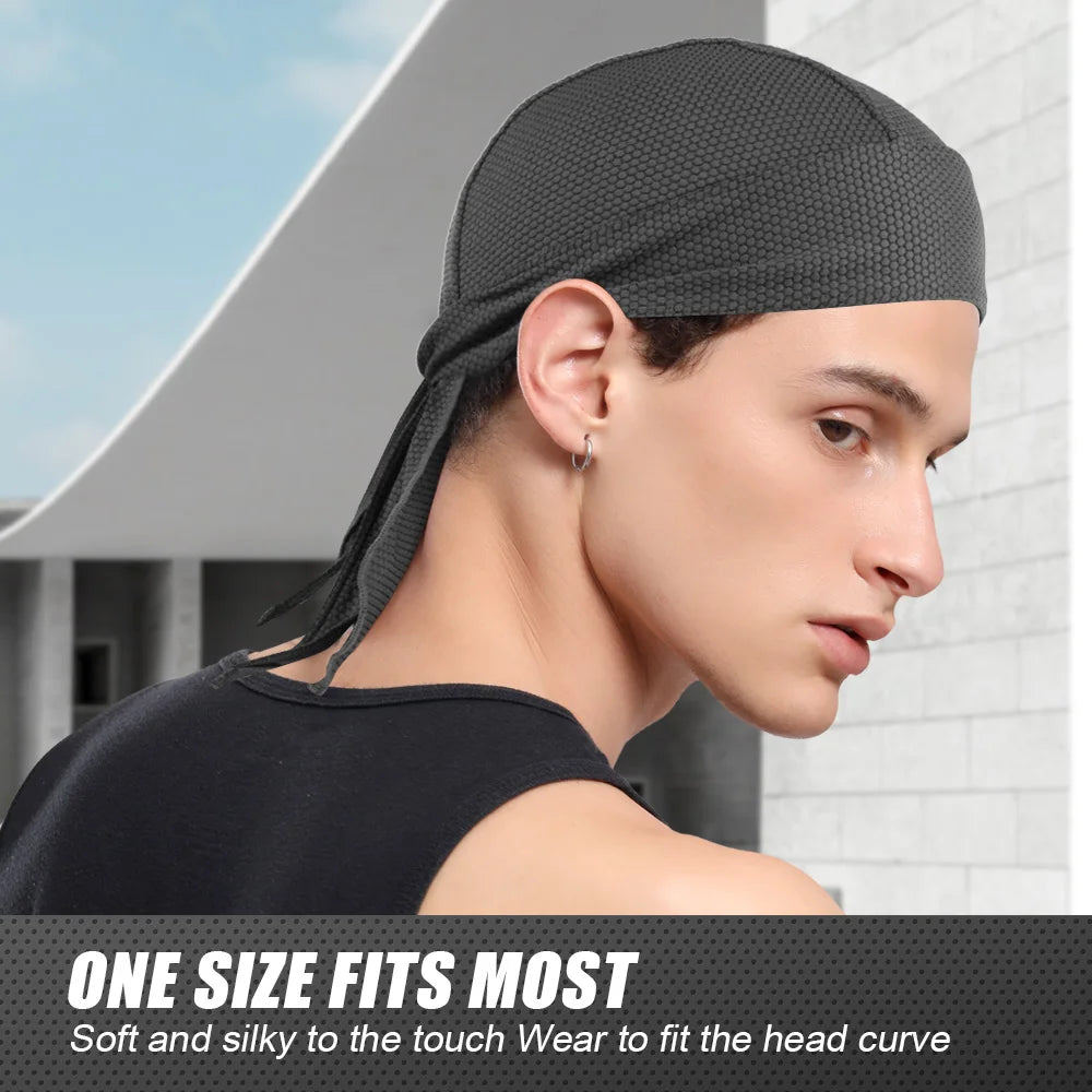 Durag Du-Rag Headwear Head Wrap Skull Cap Doo Do Rag Bandana Sports Beanies Hat Women Men Headscarf Cycling Pirate Caps Summer