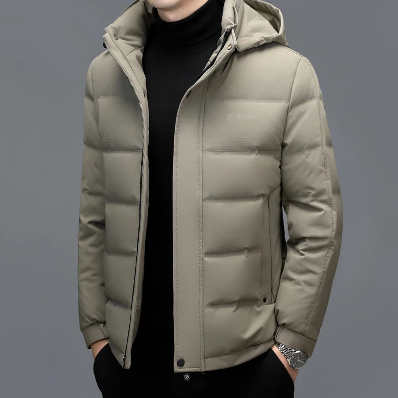 YX-2602 Winter New Men's Short Down Jacket Thickened And Velvet Warm Brand Authentic Business And Leisure White Duck Down Top