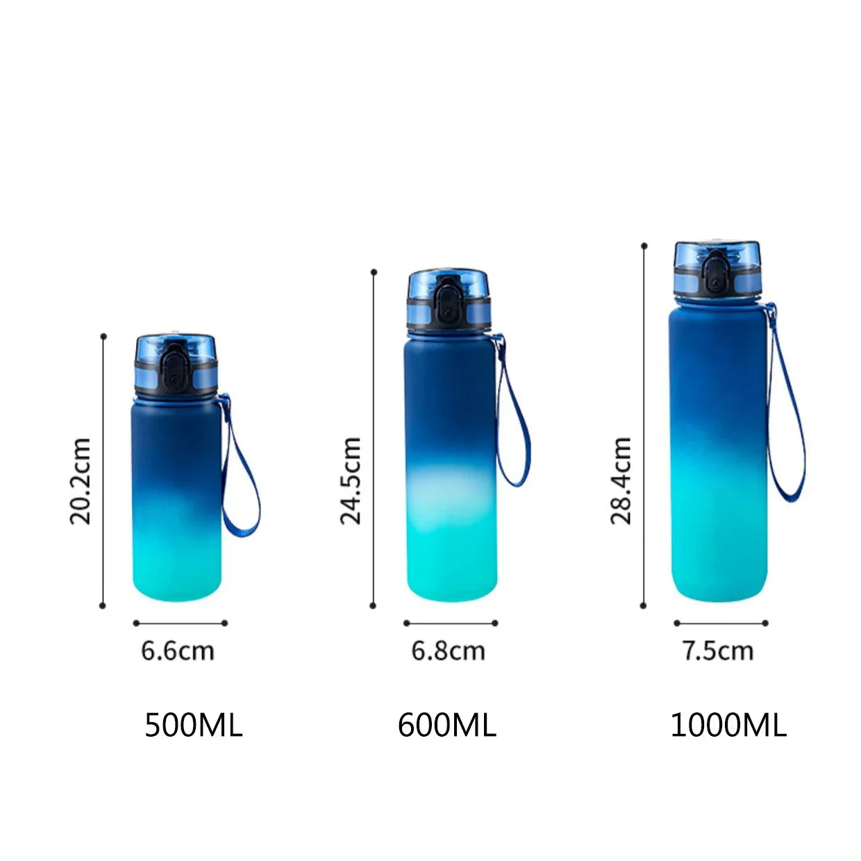 1 Liter Sports Water Bottle Large Capacity  Men Women Summer Portable Plastic Bottle for Outdoor Travel Fitness Drinkware