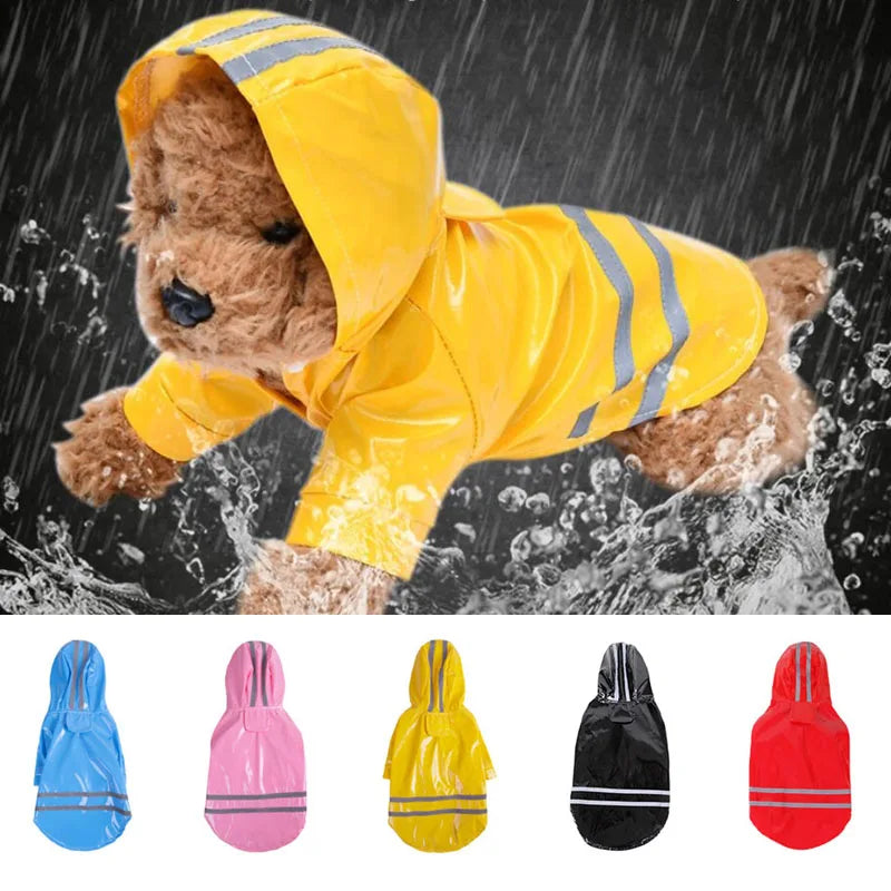 Dog Clothes Hooded Raincoats Reflective Strip Dogs Rain Coat Waterproof Jackets Outdoor Breathable Clothes For Puppies Raincoat