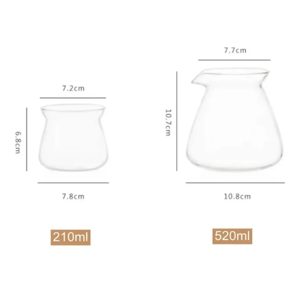 210-520ml Cold and Heat Resistant Coffee Aroma Cup Hand-brewed Coffee Pot Coffee Sharing Pot High Borosilicate Glass Coffeeware