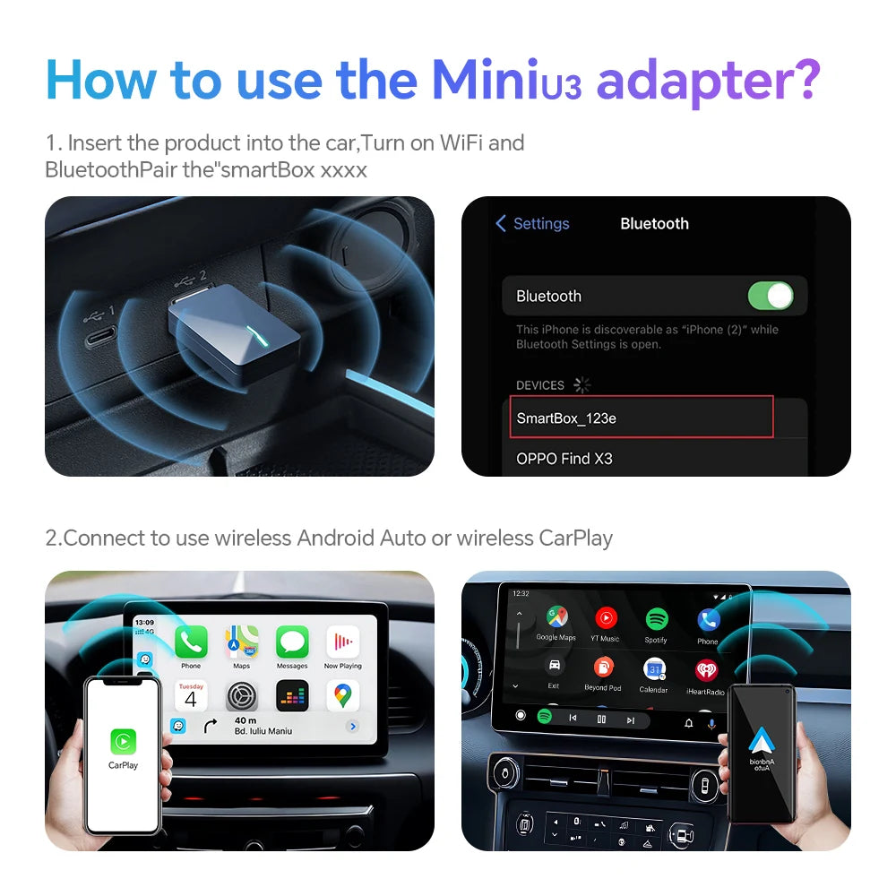 2024 New For Honda Wireless CarPlay Android Car Wireless Adapter Plug and Play Smart Mini Box WiFi Quick Connect Bluetooth