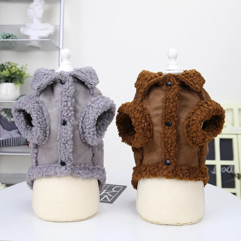 British Style Dog Jacket Winter Warm Dog Clothes Lamb Fleece Puppy Costume Chihuahua Coat for Small Dogs Pet Pug Yorkie Outfits