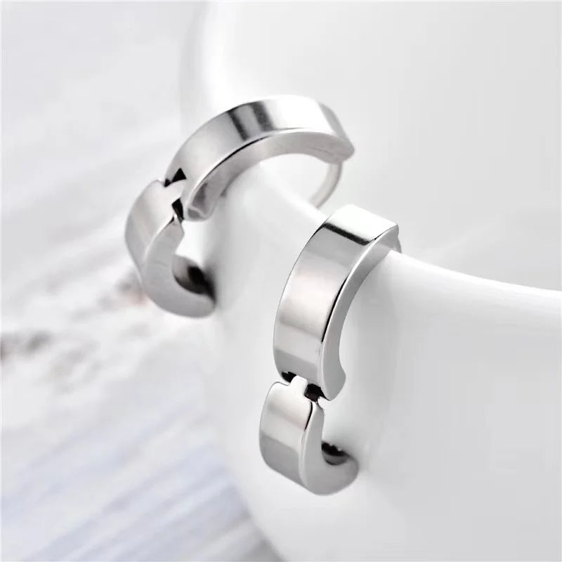 Punk Non Piercing Clip for Man Woman Titanium Steel Magnetic Type Stud Earrings Teens Hip Hop Style Ear Ring Jewelry Accessories