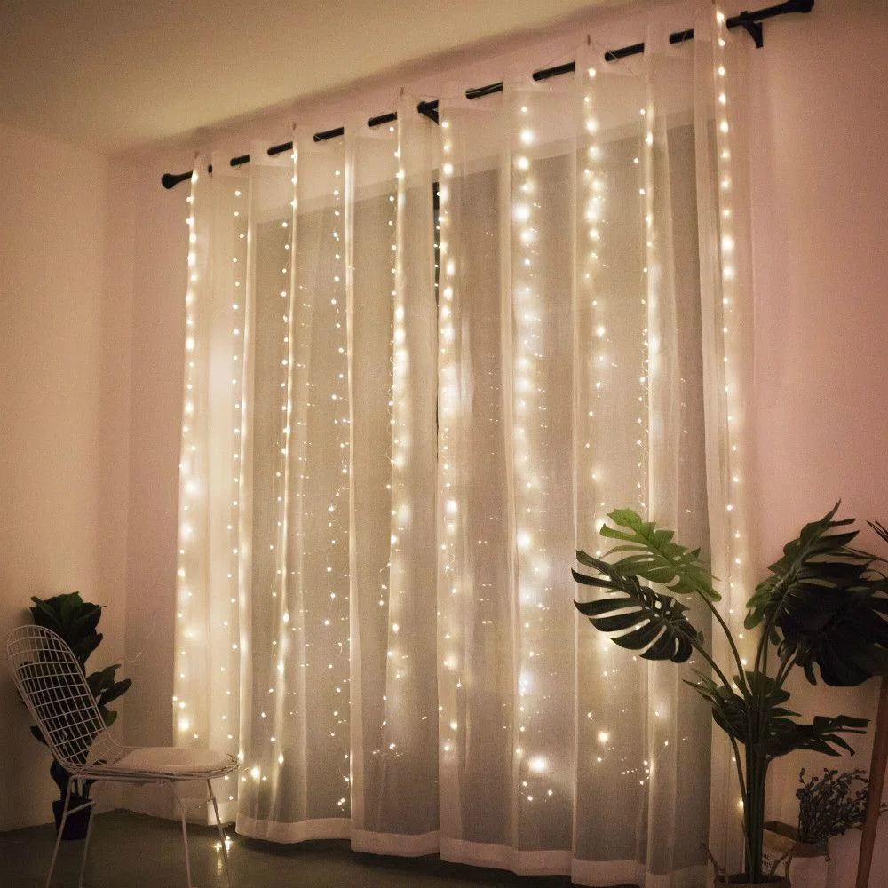 3/4/6M USB LED Curtain 8Modes Remote Control String Lights Holiday Wedding Fairy Garland Lights For Bedroom Living Room Decor