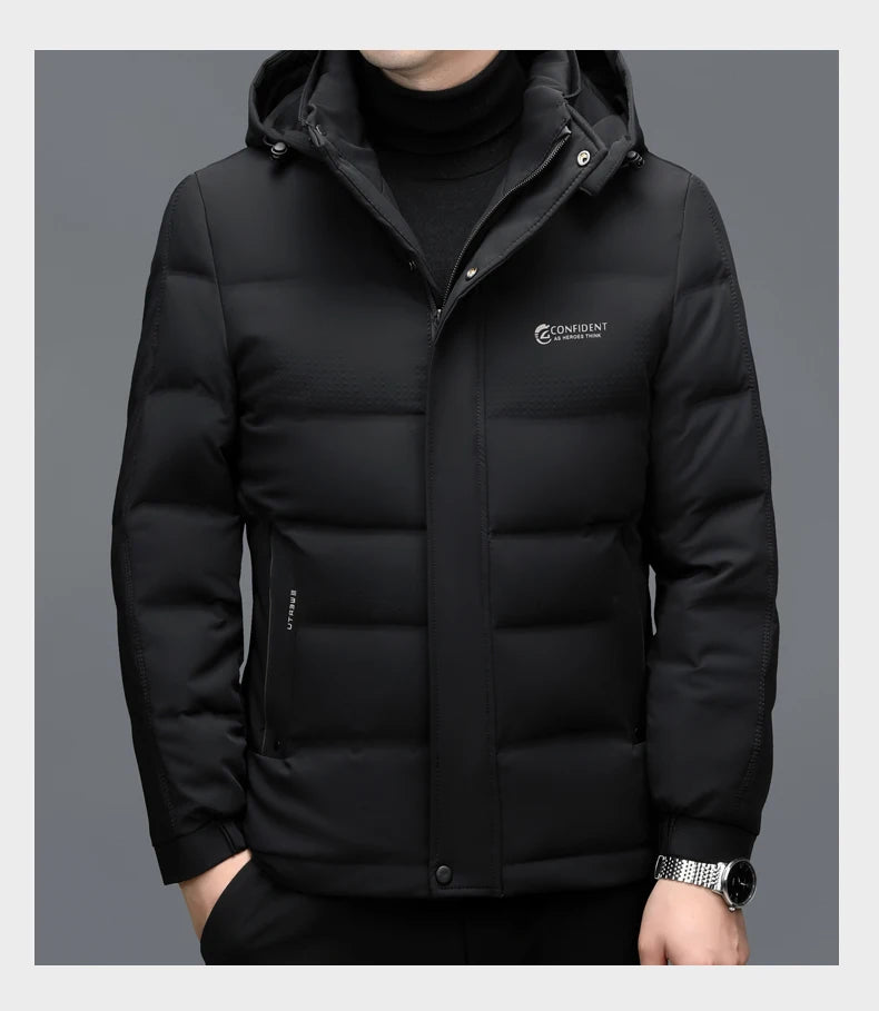 YX-2602 Winter New Men's Short Down Jacket Thickened And Velvet Warm Brand Authentic Business And Leisure White Duck Down Top