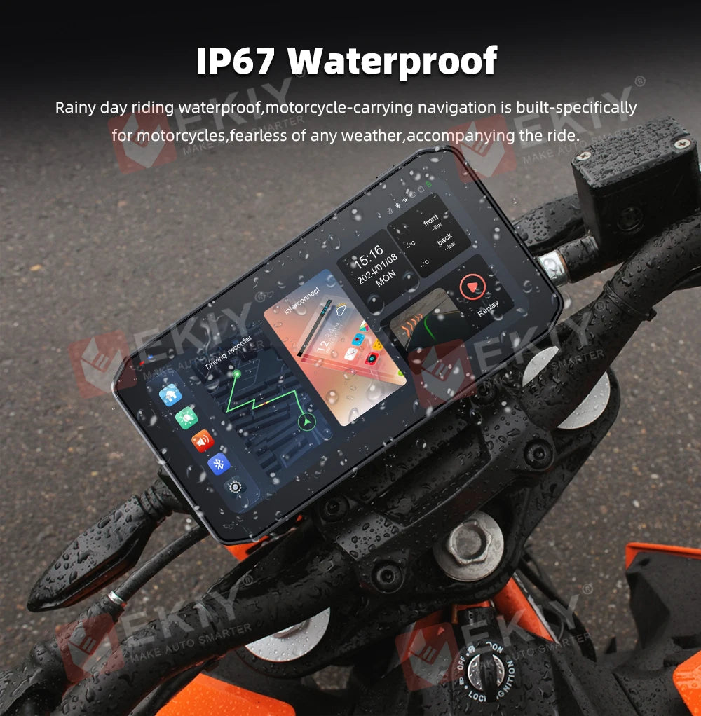 EKIY 6.25 inch Motorcycle Navigation CarPlay Camera Linux IP65 Waterproof Host Wireless Android Auto