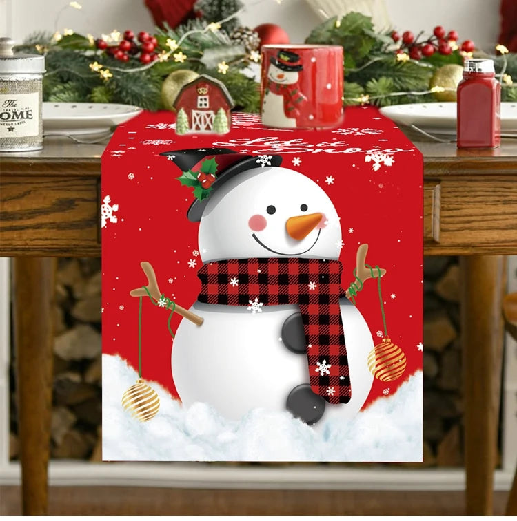 2024 Christmas Table Runners Merry Christmas Decoration for Home Tablecloth Table Cover Xmas Gifts Navidad Noel New Year 2025