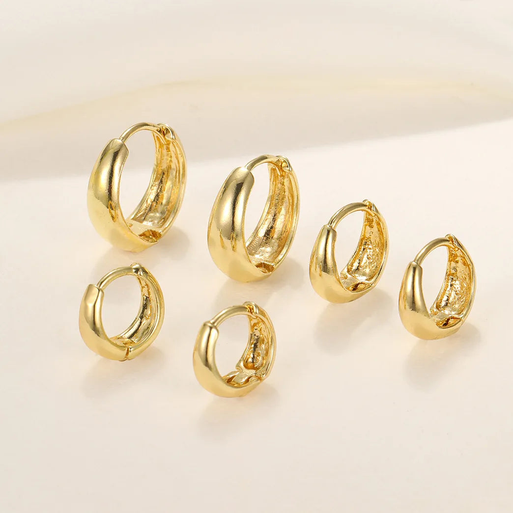 3 Pairs Chunky Gold Color Hoop Earrings Set for Women Girls 2024 Trend Jewelry Stackable Piercing Dainty Twist Cuff Earring