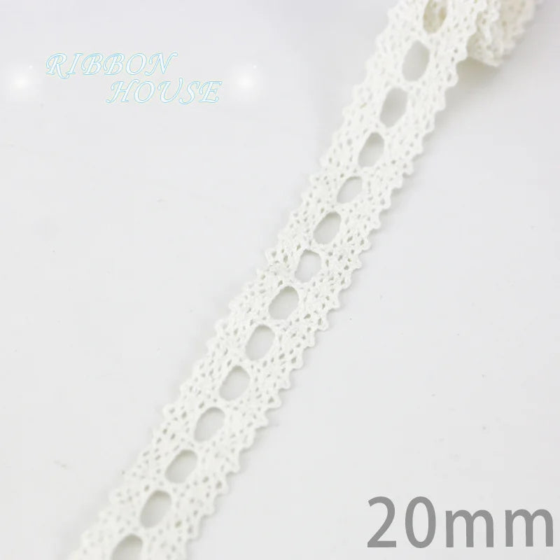 (5Meter/roll) White Beige Cotton Embroidered Lace Net Ribbons Fabric Trim DIY Sewing Handmade Craft Materials