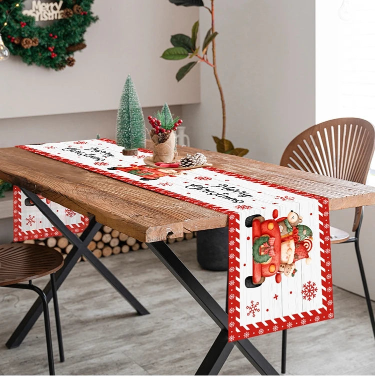 2024 Christmas Table Runners Merry Christmas Decoration for Home Tablecloth Table Cover Xmas Gifts Navidad Noel New Year 2025