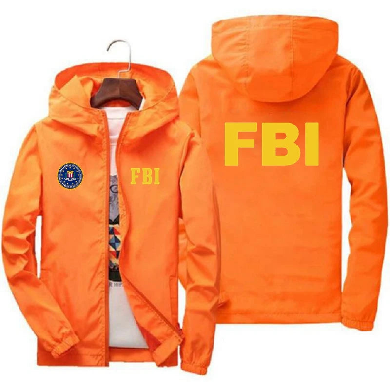 2024 New Men's Jacket High Quality FBI Printed Outdoor Sports Jacket Spring Hooded Windproof Fashion Casual Brand Sports Jacket