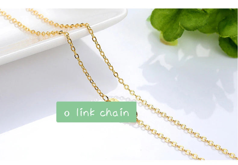 14k Orginal Gold Color Necklace Chain for Women Box Chain Snake Bone/starry/Cross Chain 18 Inches Necklace Fine Jewelry Gifts