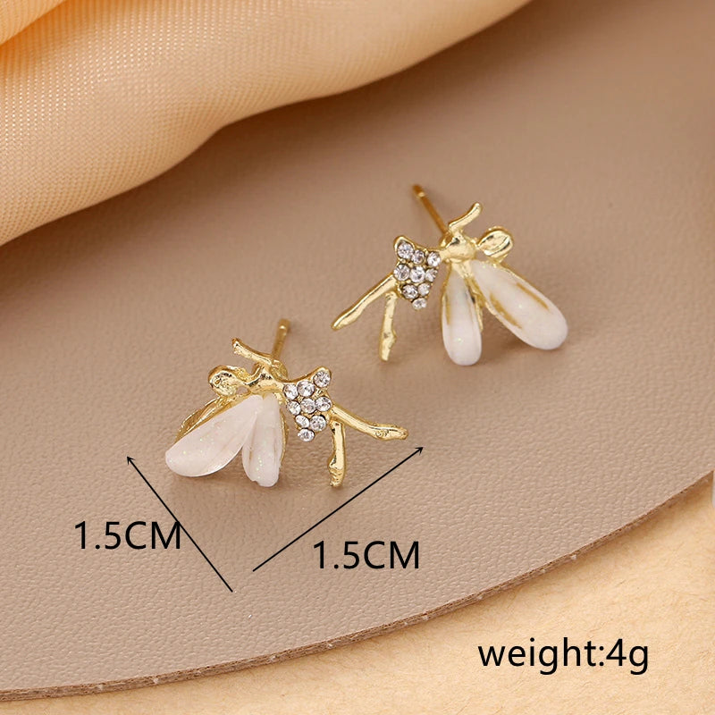 Trend Crystal Elf Flower Fairy Stud Earrings for Women Korean Exquisite Ear Jewelry Accessory Wholesale Girl Gift