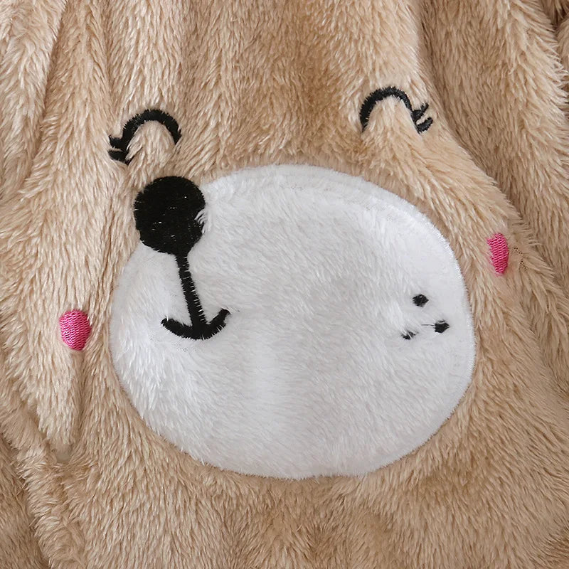 Autumn and Winter New Baby Plush Climbing Clothes Baby Warm and Thick Cartoon Dog Rabbit Cute Cotton Clothes for 0-2 Years