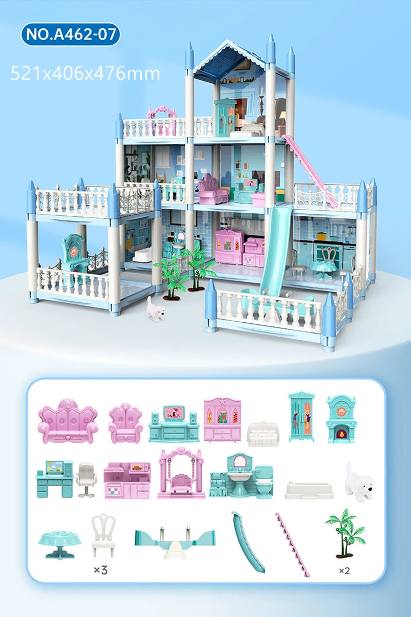 Diy Mini Doll House - 3d Assembling With Kids Walk-through Princess Castle, Led Lights, Birthday Surprise Toys