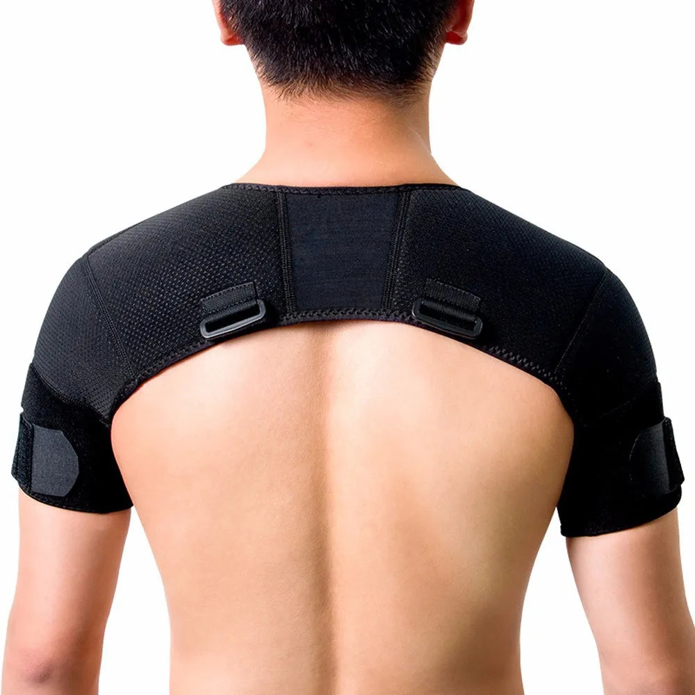 Double Shoulder Brace Support Sports Shoulder Belt Adjustable Shoulder Strap Cross Compression Bandage for Back Pain Relief