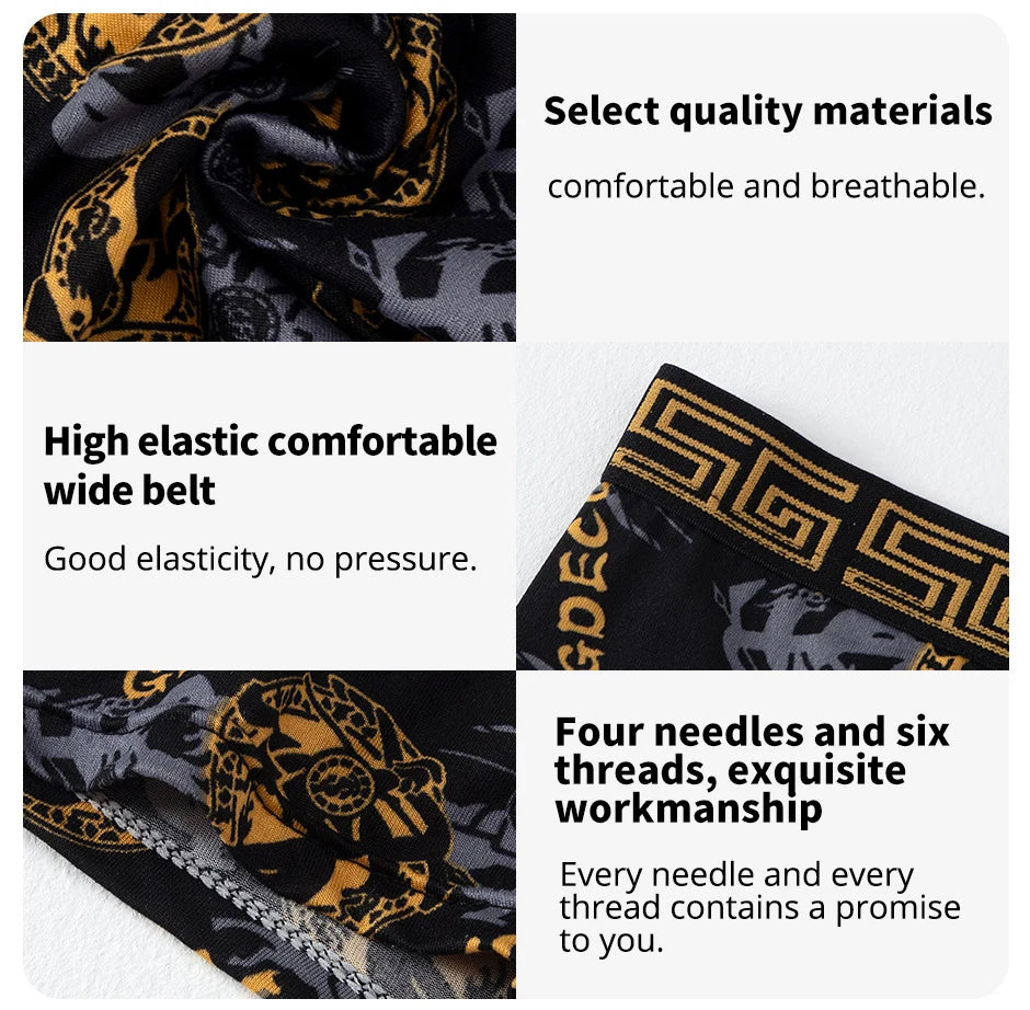 5 /10 Pack Men's Black Gold Printed Boxer Underwear Comfortable And Versatile Plus Size Sexy Young Men's Leisure Sports Beach sh