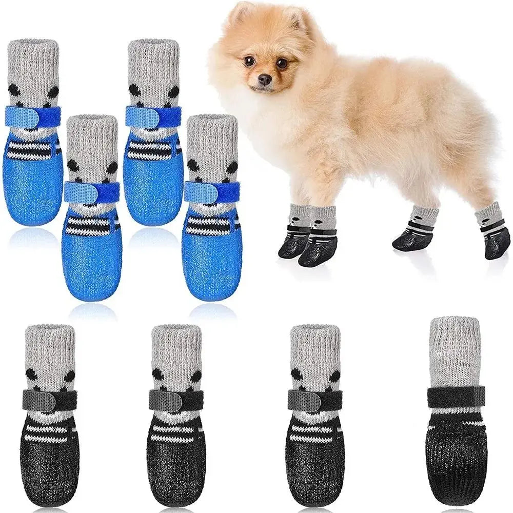 2 Pair Autumn Winter Pet Dog Shoes Socks Waterproof Cats Rubber Socks Non-slip Dog Rain Snow Boots Socks Dogs Knitting Warm Sock