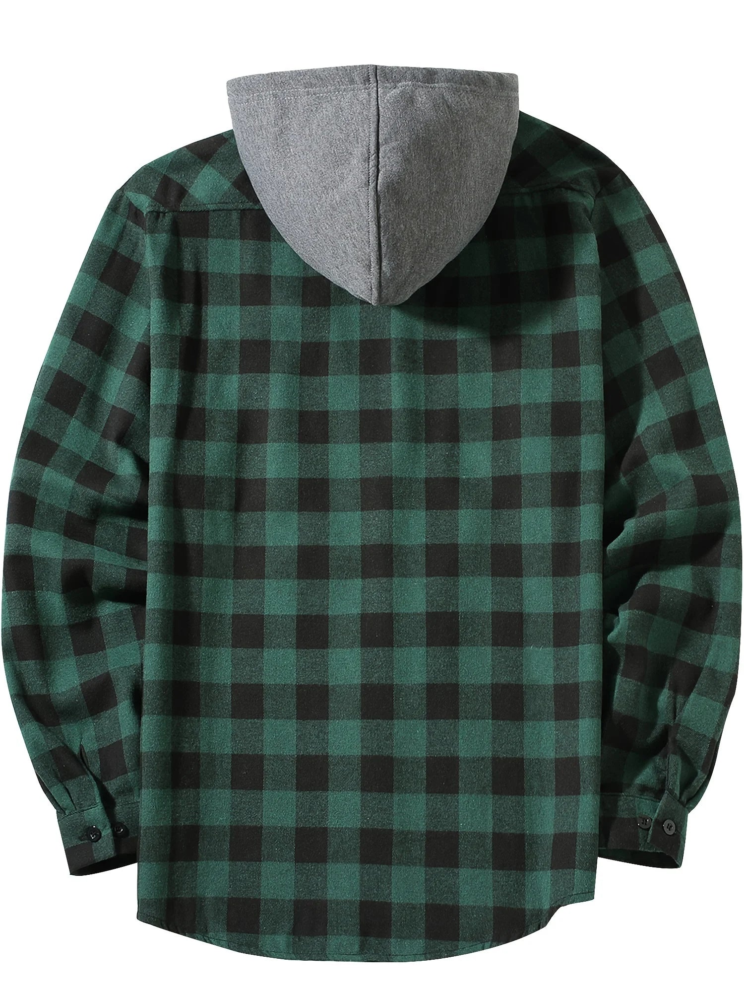 New Coat Spring and Autumn Men's Loose Plaid Hooded Shirt Large Size Fashion Casual Long sleeved Shirt Street StyleS-3XL