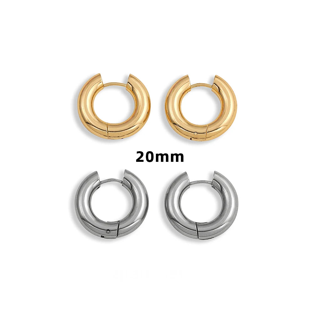 Punk Gold plated Chunky Irregular Hammered Hoop Earrings for Women Minimalist Geometric Twisted Polished Ear Ring Huggie Hoops